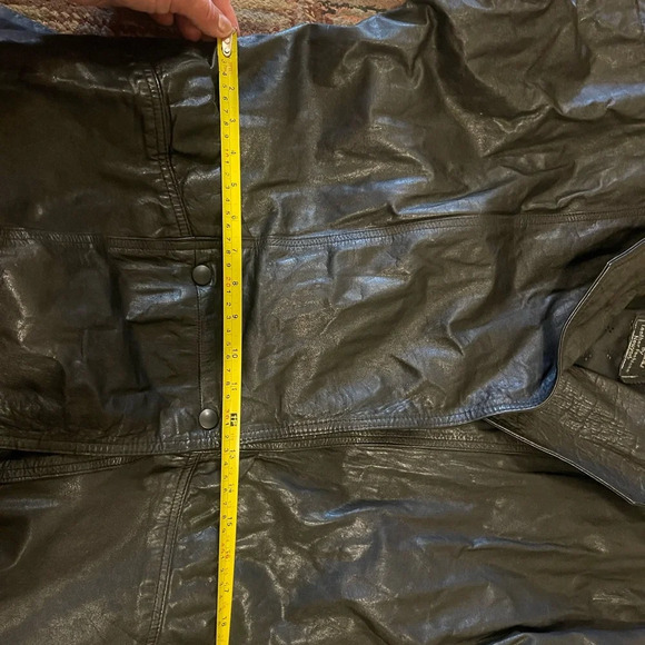 VTG Natural leather long jacket/ coat size M BLACK Turkey - Picture 7 of 11